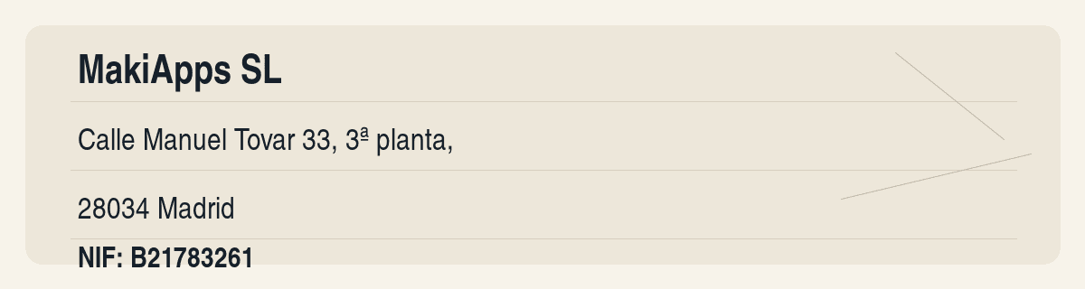 Corporate details for the service provider